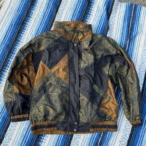 Vintage 80s Lavon brown / black nylon bomber coat - men’s XL